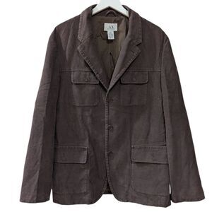 Armani Exchange Men's L Brown Utility Field Three Button Jacket 100% Cotton